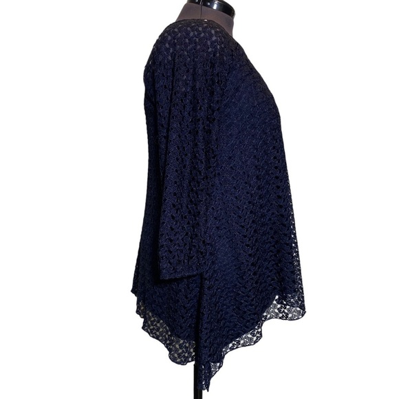Cato Woman plus size 18/20W Navy Blue Lace lined long sleeve pull-on  blouse top - Picture 3 of 6